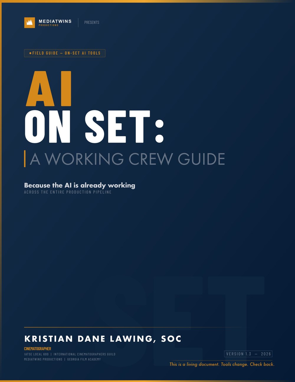 Cover of AI on Set: A Working Crew Guide, version 1.3